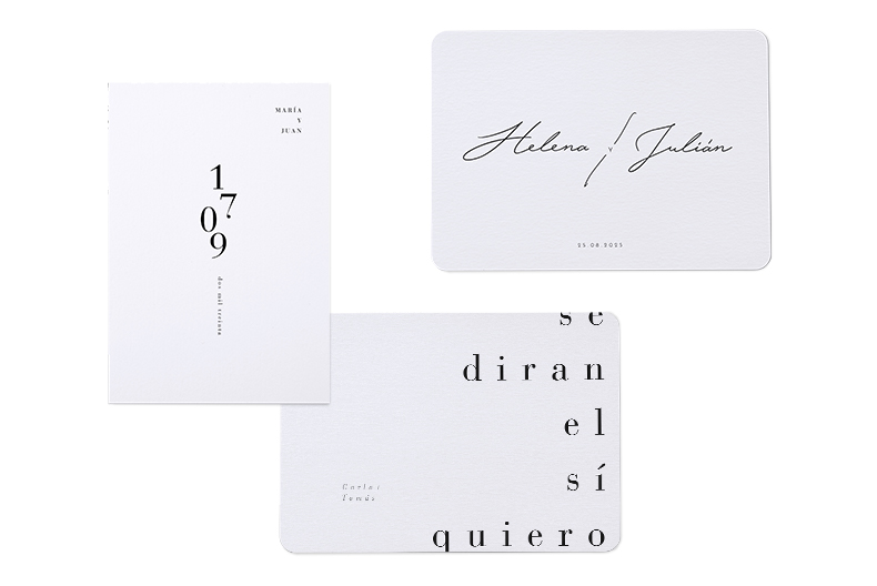 papelería para boda blanco y negro