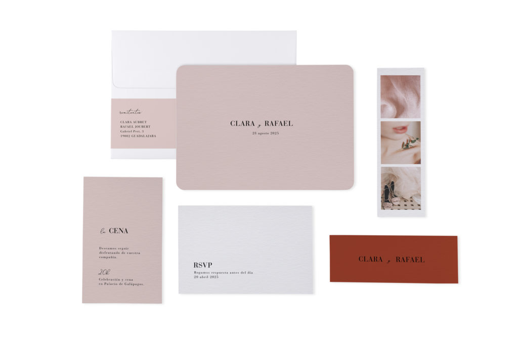 papelería para boda minimalista