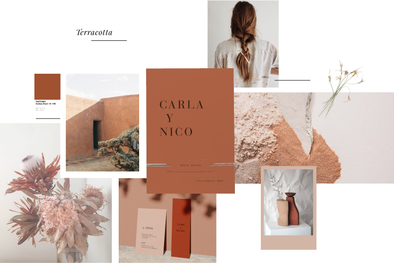 papelería para boda terracota