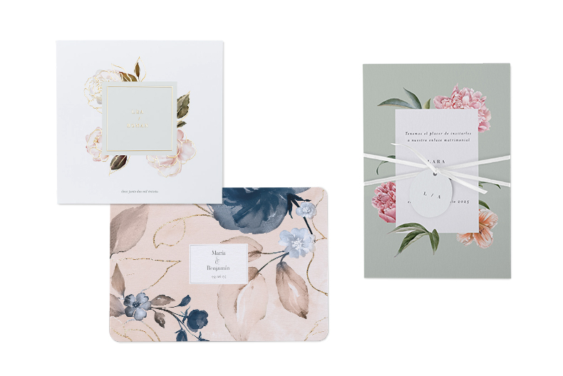 papelería para boda con flores
