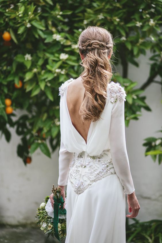 peinado de novia semirrecogido