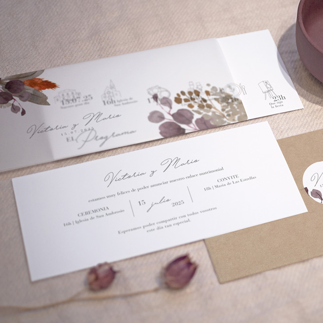 invitacion de boda colores otoñales